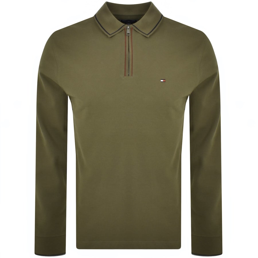 Tommy Hilfiger Zip Regular Fit Polo T Shirt Green